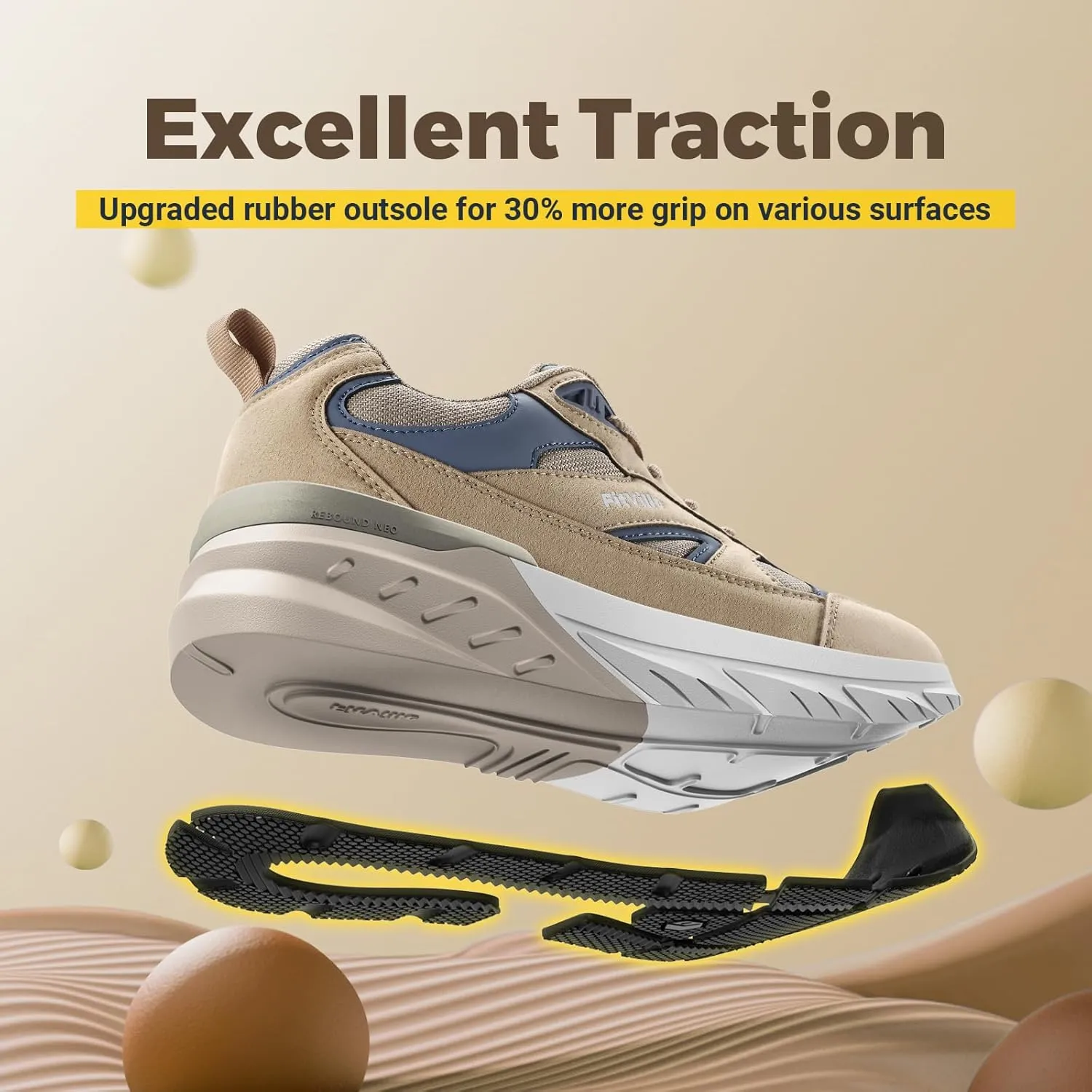 FitVille Wide Walking Shoes for Men Extra Wide Width Sneakers with Arch Support for Flat Feet Heel Pain Relief Plantar Fasciitis - Rebound NEO V1