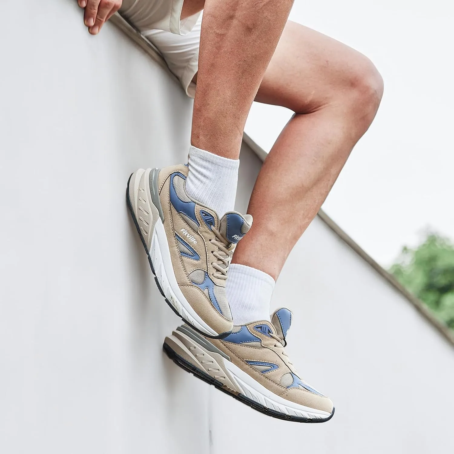 FitVille Wide Walking Shoes for Men Extra Wide Width Sneakers with Arch Support for Flat Feet Heel Pain Relief Plantar Fasciitis - Rebound NEO V1
