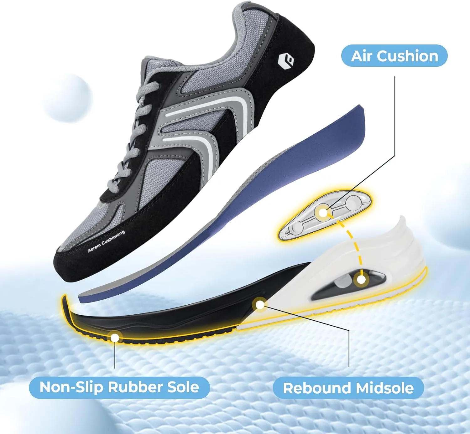 FitVille Wide Walking Shoes for Women Air Cushion Wide Width Sneakers for Flat Feet Planter Fasciitis - HeelAero V2