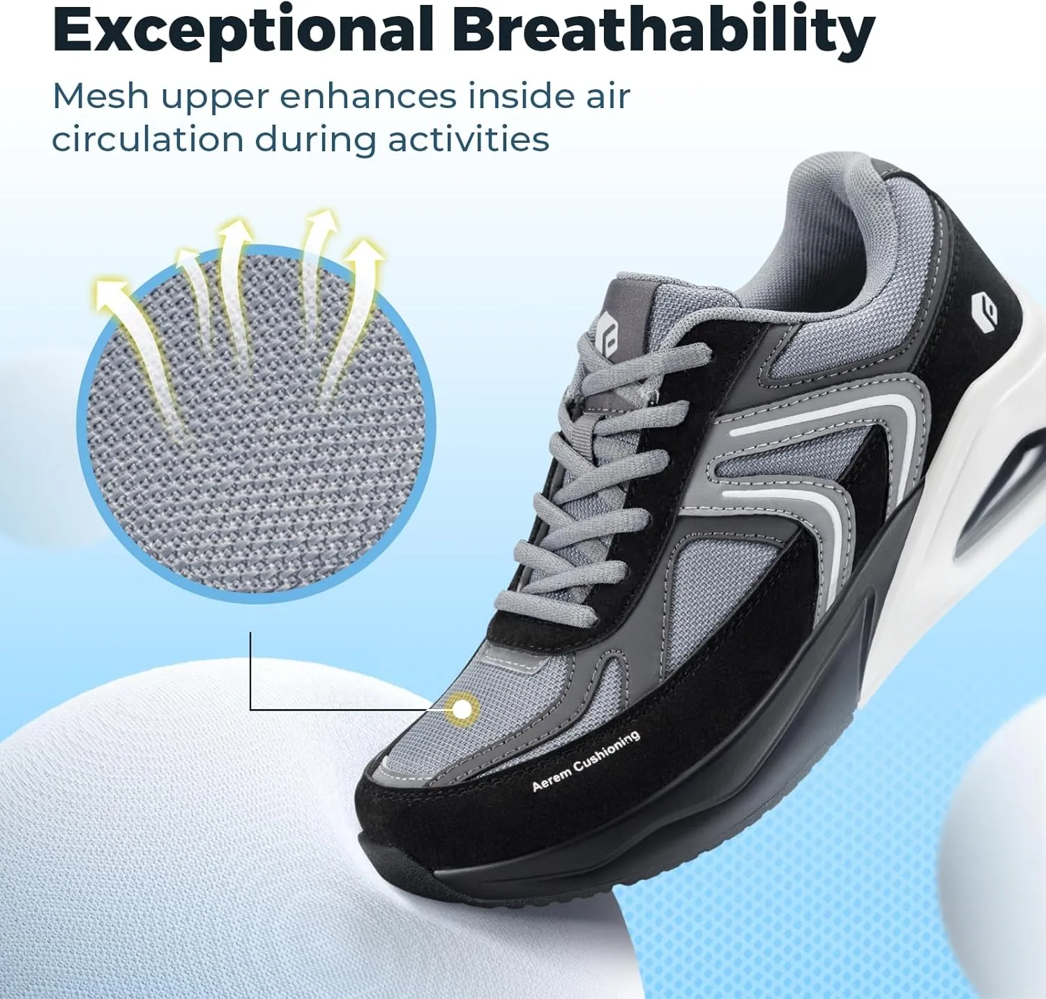 FitVille Wide Walking Shoes for Women Air Cushion Wide Width Sneakers for Flat Feet Planter Fasciitis - HeelAero V2