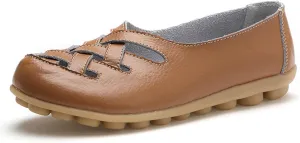 Flat Loafer Shoes for Women Wide Width Round Toe Hollow Soft Flats Sandals Comfortable Summer Casual Slip-On Walking Moccasins Shoes Breathable Lightweight Nurse Driving Soft Soles Fashion Loafers