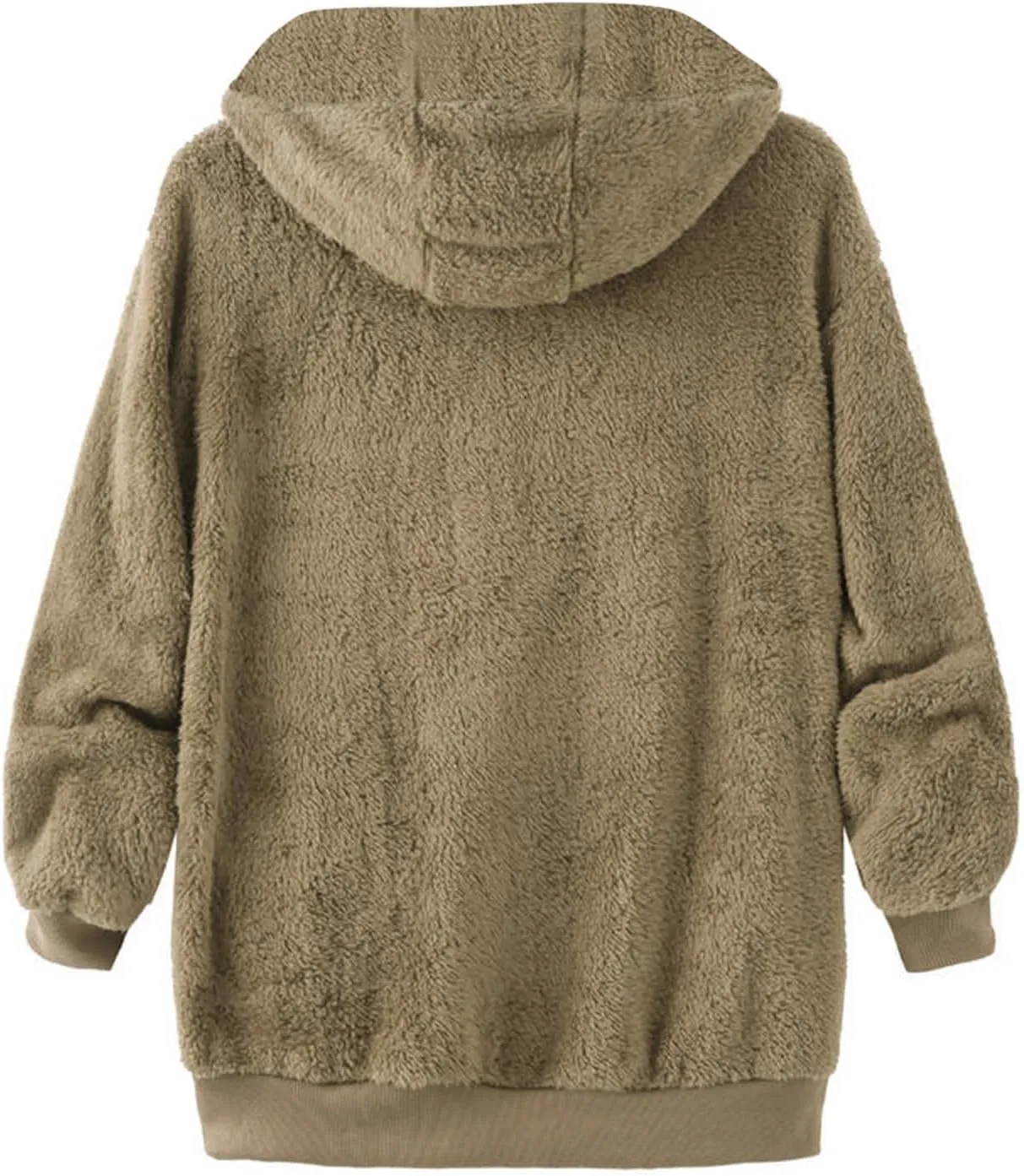 Fleece Jacket Womens Plus Size Loose Fuzzy Jacket Colorblock Plush Zip Up Hoodies Casual Faux Fur Jacket Outerwear