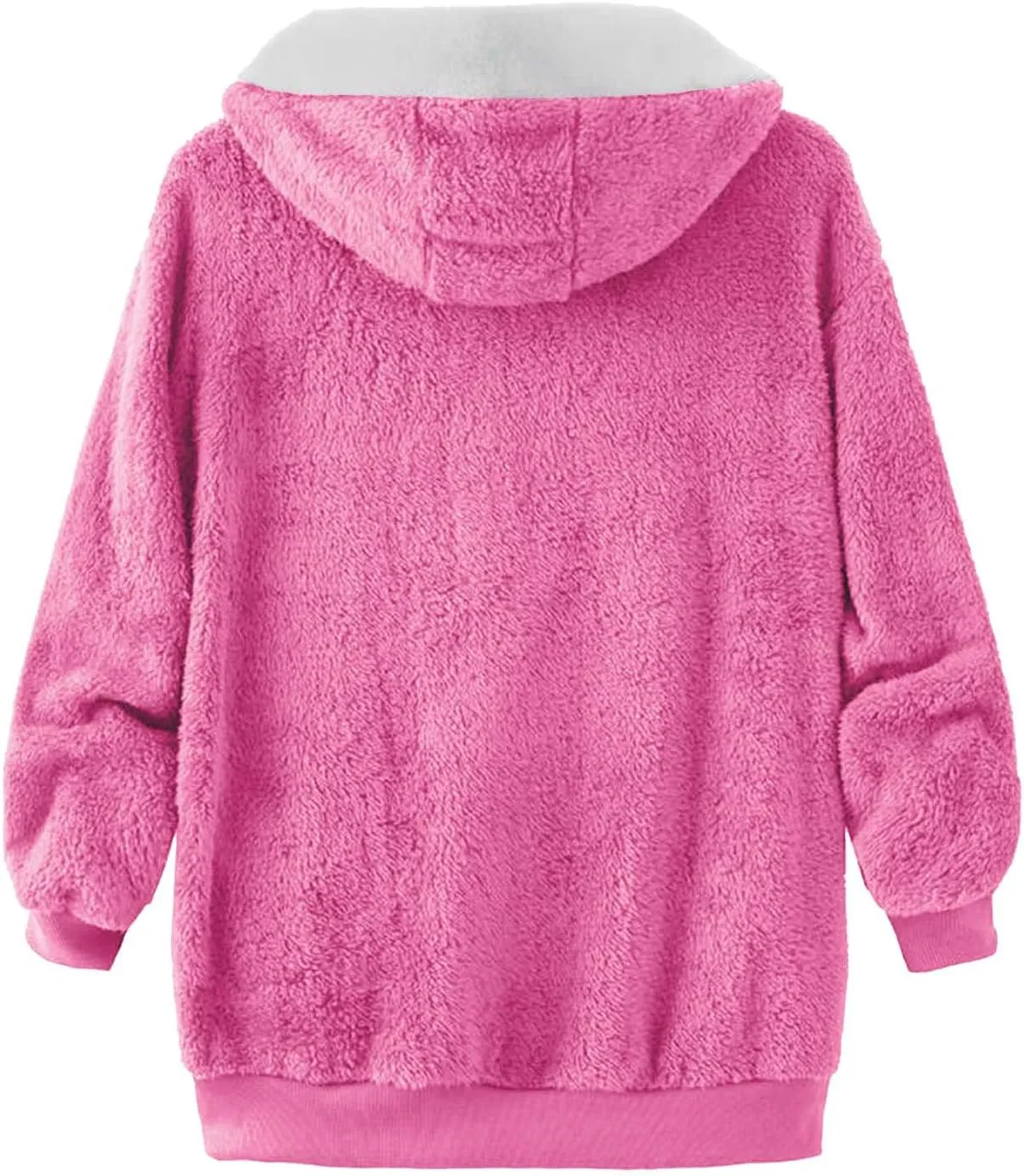 Fleece Jacket Womens Plus Size Loose Fuzzy Jacket Colorblock Plush Zip Up Hoodies Casual Faux Fur Jacket Outerwear