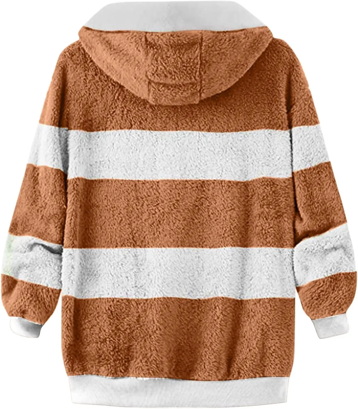 Fleece Jacket Womens Plus Size Loose Fuzzy Jacket Colorblock Plush Zip Up Hoodies Casual Faux Fur Jacket Outerwear