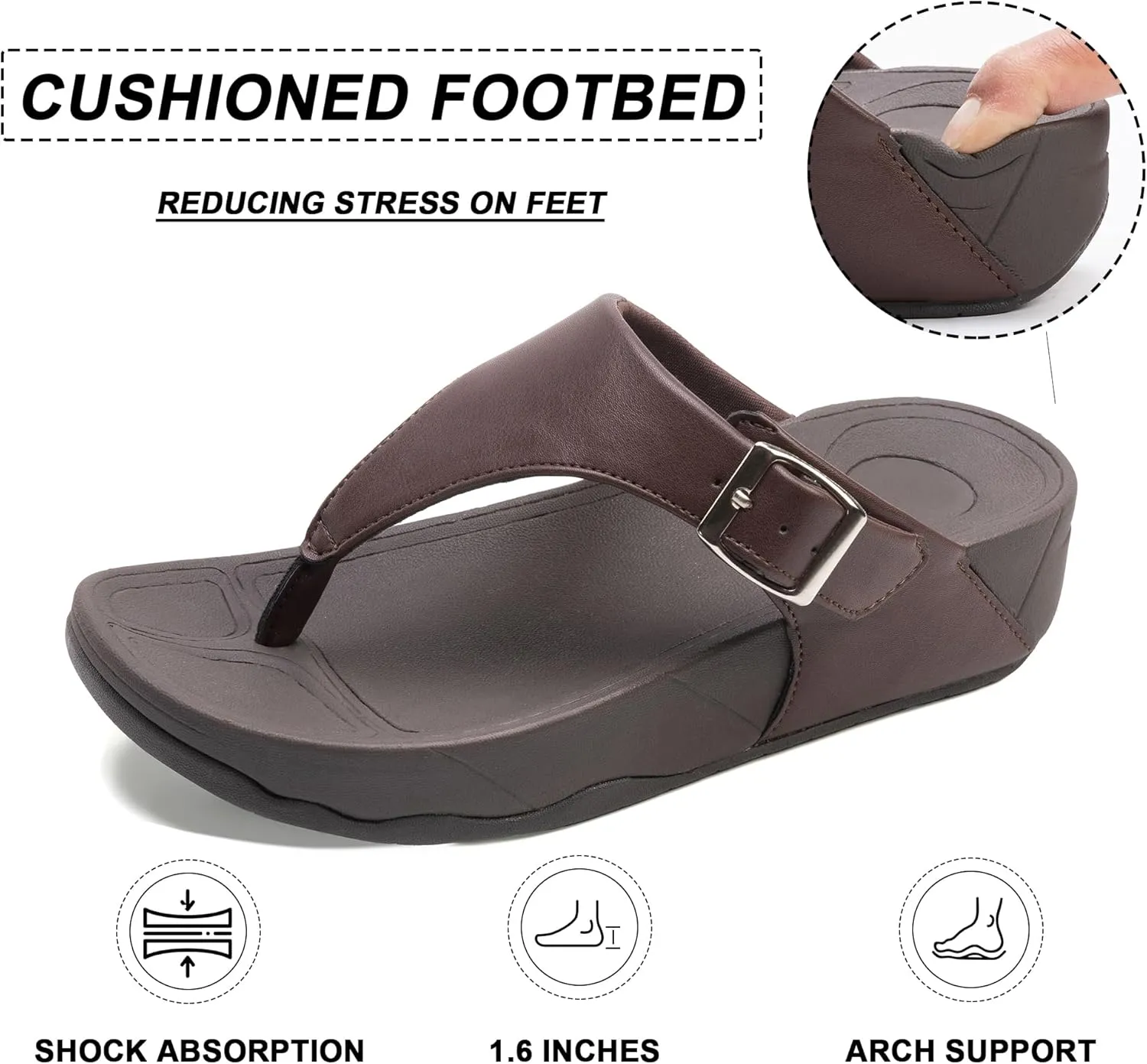 Flip Flops sandals Women Thong Sandals Arch Support Soft Flip Flop Sandal Non-Slip Beach Wedge Sandal
