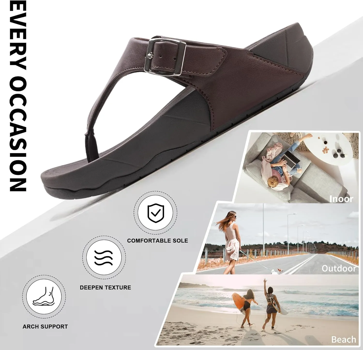 Flip Flops sandals Women Thong Sandals Arch Support Soft Flip Flop Sandal Non-Slip Beach Wedge Sandal