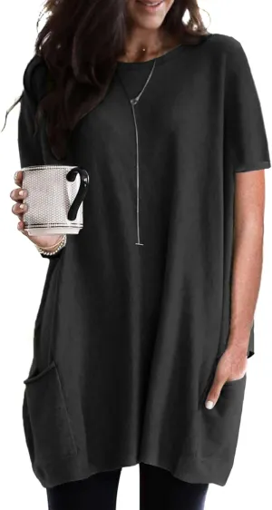 FLITAY Ladies Summer Solid Color Loose Top Casual Stitching Deep V-Neck Top Vacation Work Casual Top