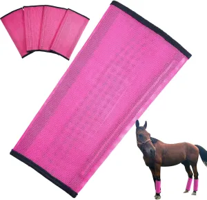 Fly Boots for Horses Set of 4, Breathable Fine Mesh Design with Soft Trimming for Comfort, Reduces Stomping, Hoof Damage, and Leg Fatigue (Pink/Medium)