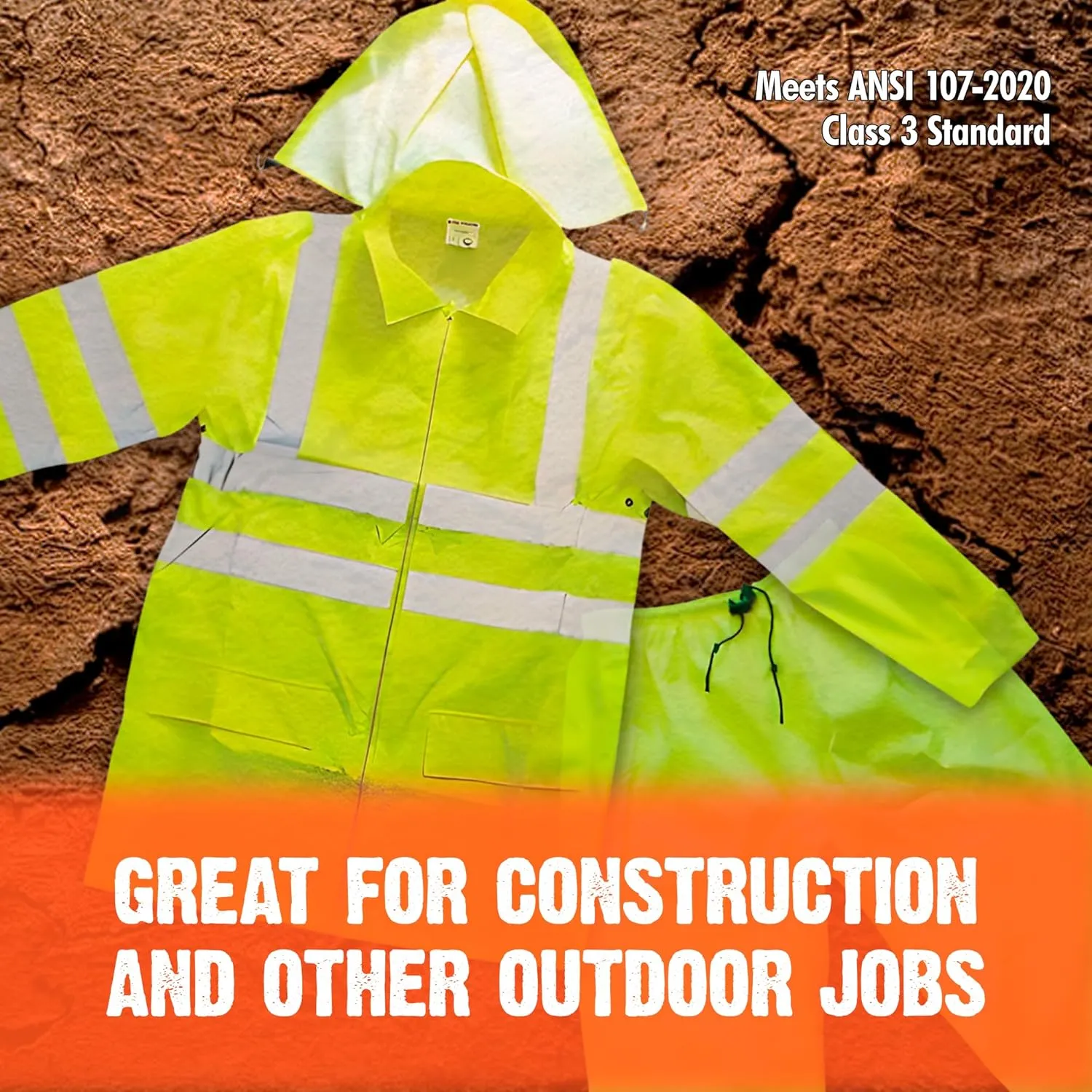 FORESTER Class 3 Hi-Vis Rain Suit - Waterproof Rain Jacket & Pants | Heavy Duty Rain Gear for Men and Women | Lightweight, Reflective Material | XX-Large