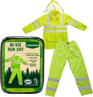 FORESTER Class 3 Hi-Vis Rain Suit - Waterproof Rain Jacket & Pants | Heavy Duty Rain Gear for Men and Women | Lightweight, Reflective Material | XX-Large