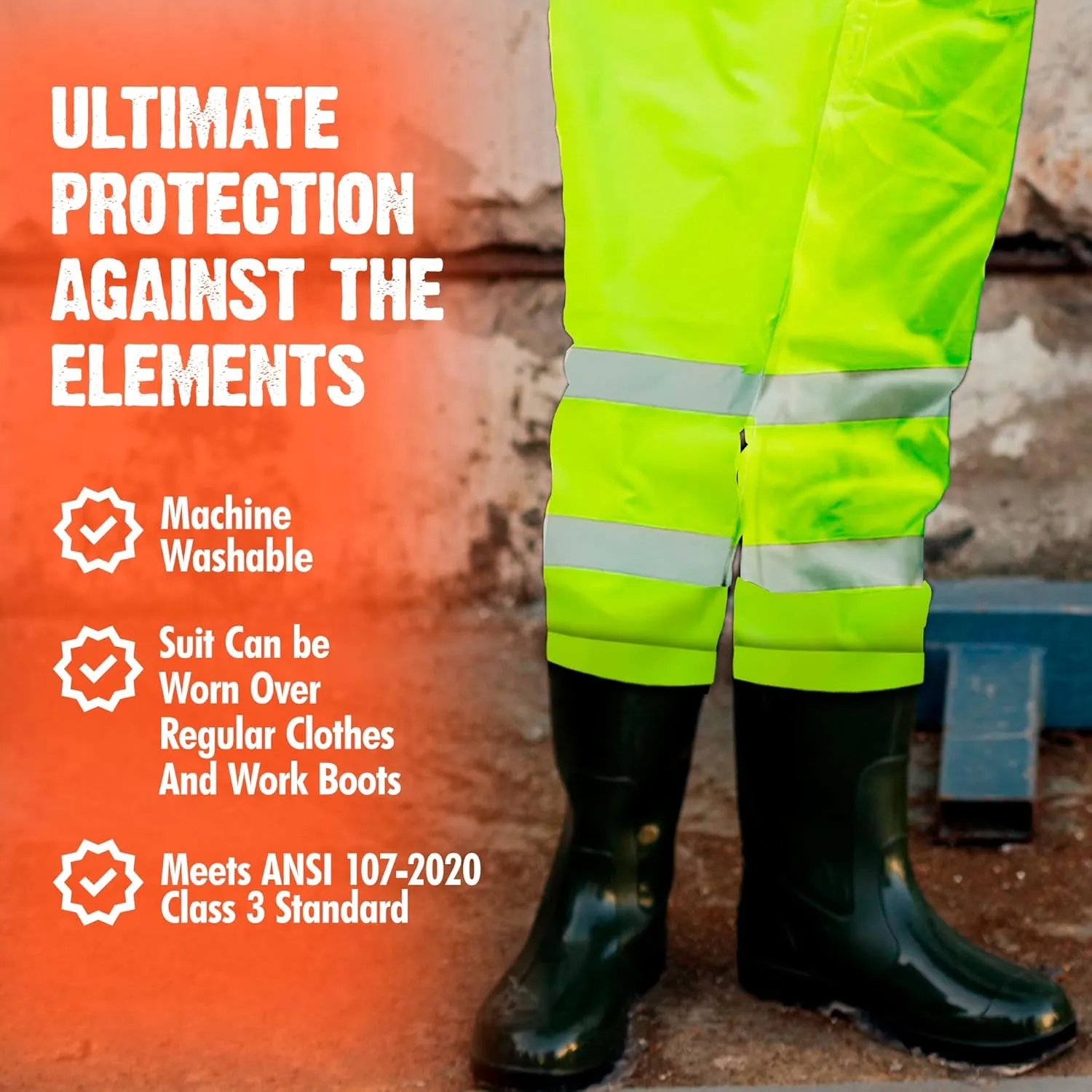 FORESTER Class 3 Hi-Vis Rain Suit - Waterproof Rain Jacket & Pants | Heavy Duty Rain Gear for Men and Women | Lightweight, Reflective Material | XX-Large