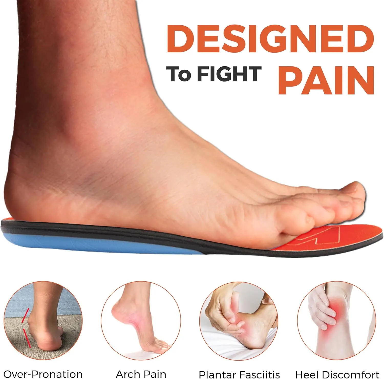 Form 220  lbs Plantar Fasciitis Insoles – Reinforced Comfort Shaped High Arch Insoles Shoe Inserts for Plantar Fasciitis Women and Men – Shock Absorption - Flat Feet Orthotic Inserts for Work Boots
