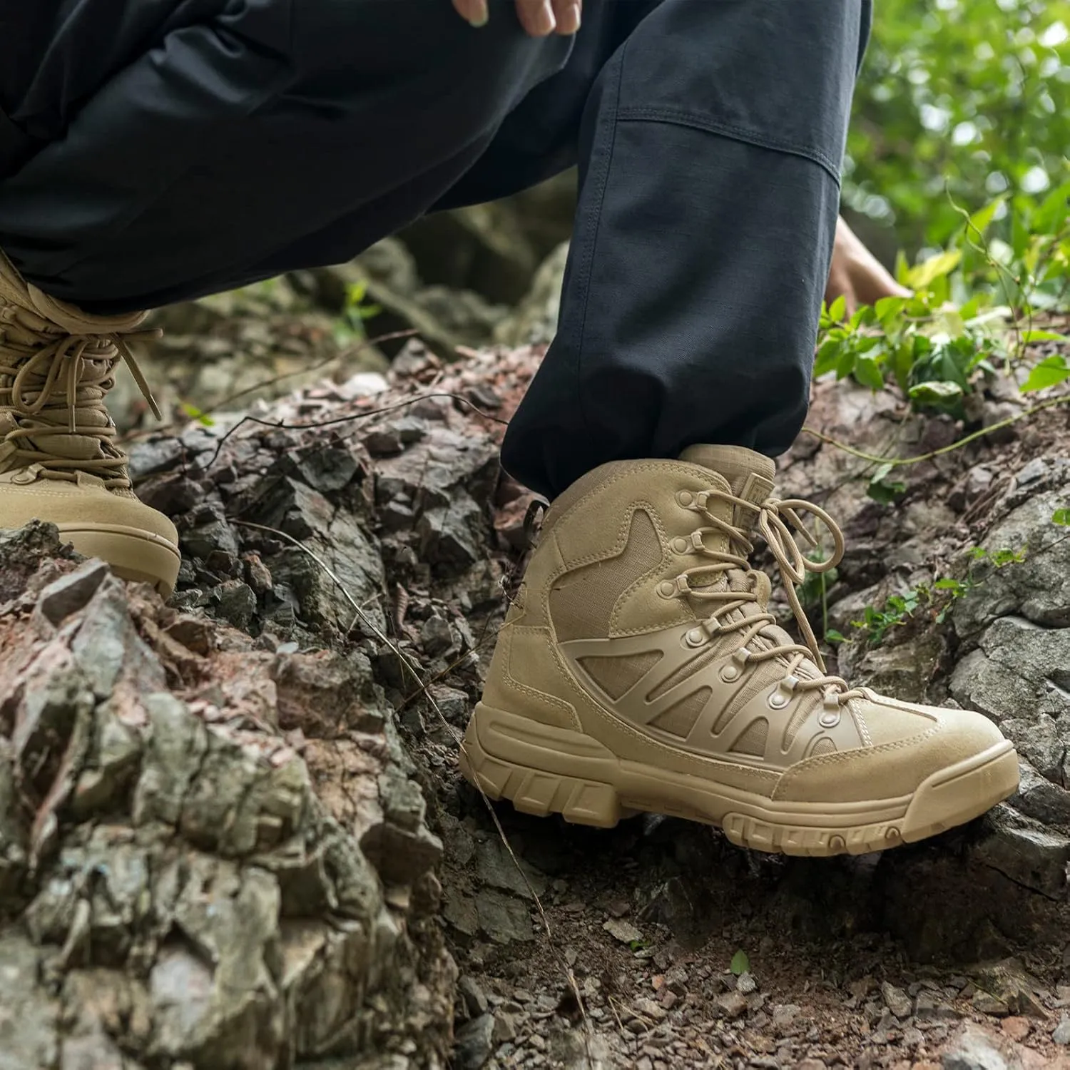 FREE SOLDIER Men's Tactical Waterproof Lightweight Hiking Boots Military Combat Boots Work Boots