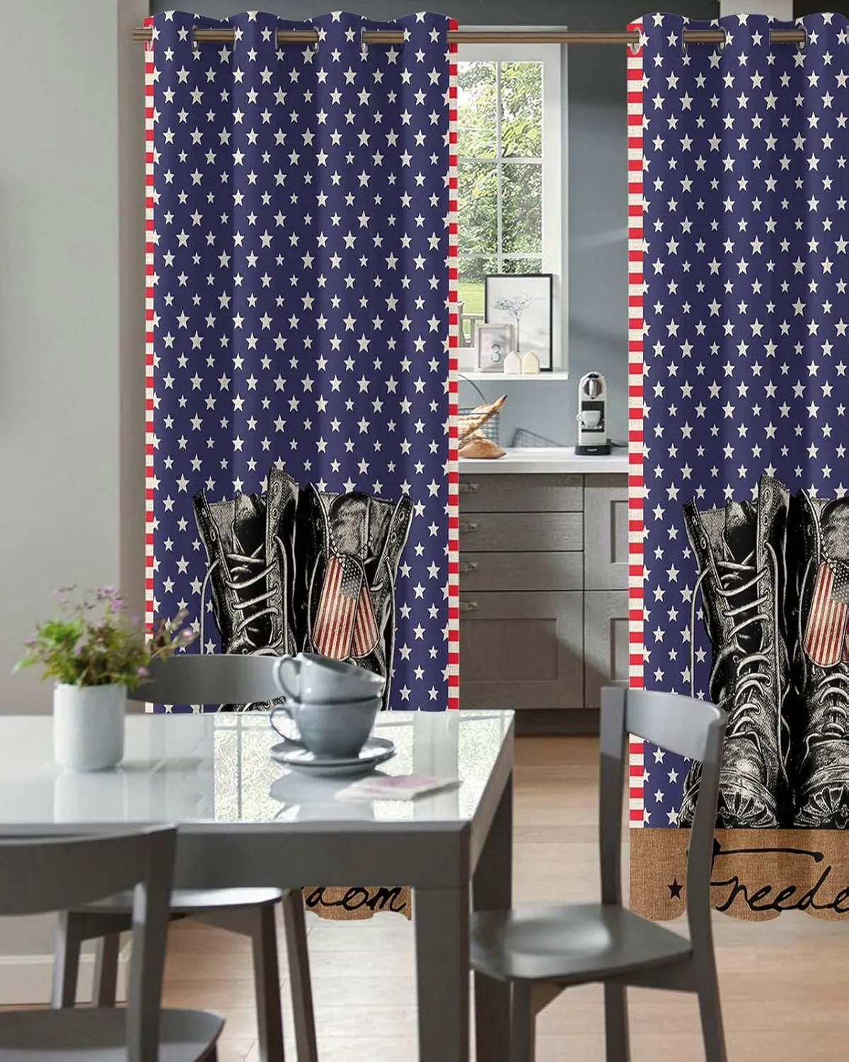 Freedom Boots Blackout Door Curtains for Doorway, Independence Day Stripes Stars Flag Thermal Insulted Doorway Curtains for Closet Living Room Bedroom Decorative Room Divider 54x78