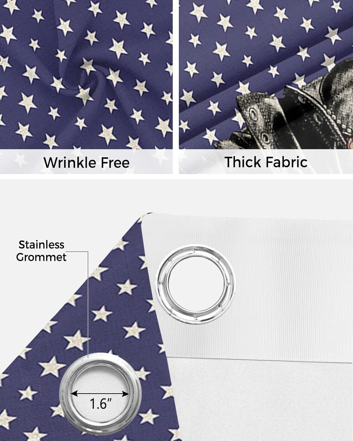 Freedom Boots Blackout Door Curtains for Doorway, Independence Day Stripes Stars Flag Thermal Insulted Doorway Curtains for Closet Living Room Bedroom Decorative Room Divider 54x78