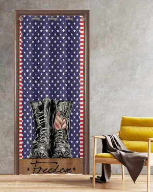 Freedom Boots Blackout Door Curtains for Doorway, Independence Day Stripes Stars Flag Thermal Insulted Doorway Curtains for Closet Living Room Bedroom Decorative Room Divider 54x78