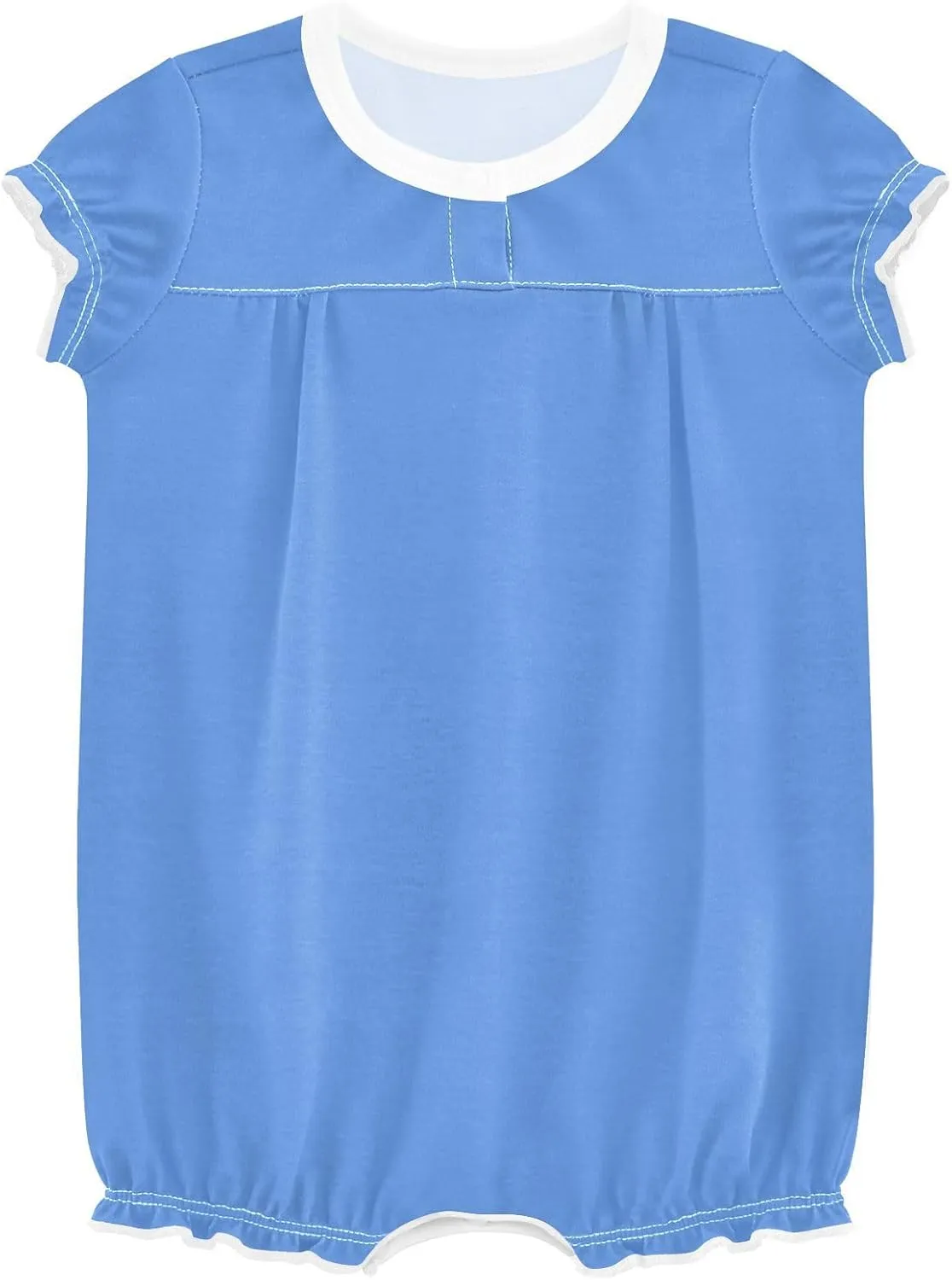 FRODOTGV Blue Plain Toddler Girls 1-Piecing Rompers Ruffle Sleeve Toddler Jumpsuit Cotton Casual Summer Bodysuits 3M