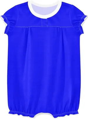 FRODOTGV Bright Blue Plain Toddler Girls Romper Summer Ruffle Sleeve 1-Piecing Jumpsuit Cotton Unisex Bodysuit 3M