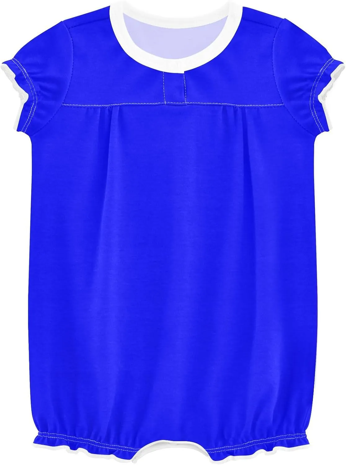 FRODOTGV Bright Blue Plain Toddler Girls Romper Summer Ruffle Sleeve 1-Piecing Jumpsuit Cotton Unisex Bodysuit 3M