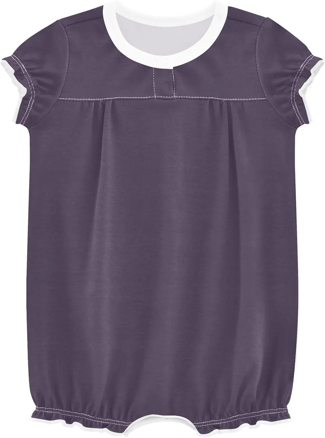 FRODOTGV Dark Violet Plain Toddler Girl Boys Romper Ruffled Sleeve Toddler Jumpsuit Cotton Romper Bodysuit 3M