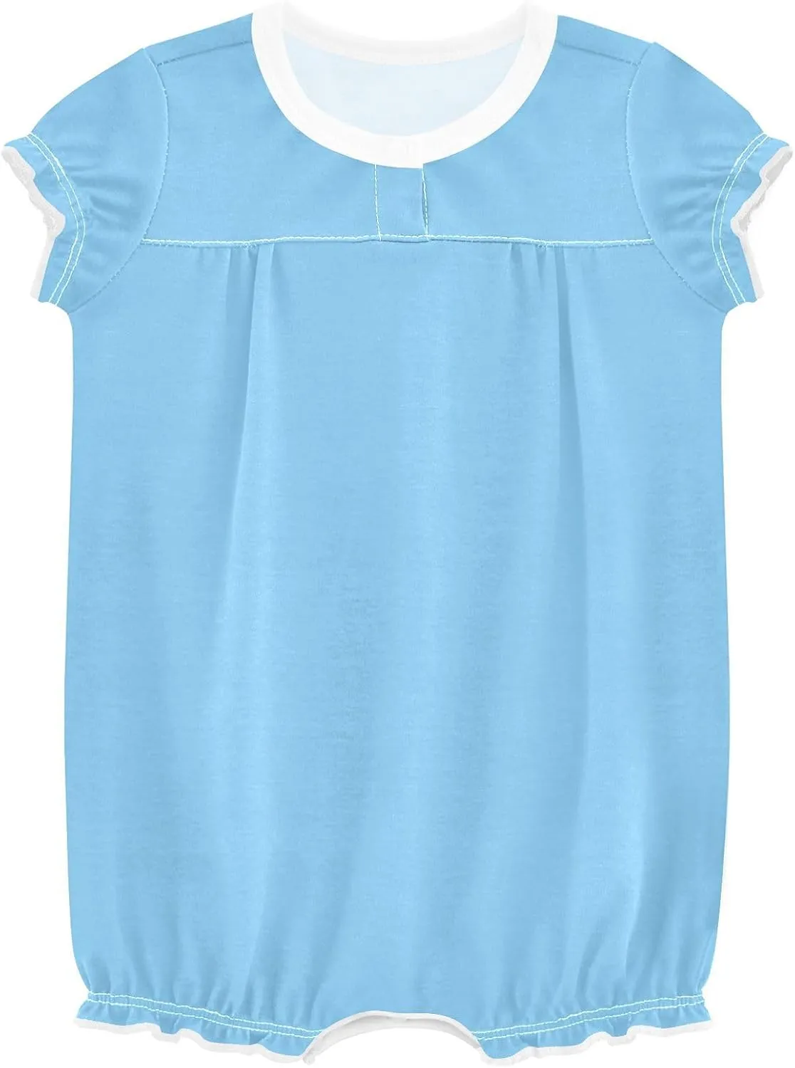 FRODOTGV Light Blue Plain Toddler Girls Infant Rompers Ruffled Sleeve Bodysuit Jumpsuit Cotton Casual Summer Bodysuits 3M