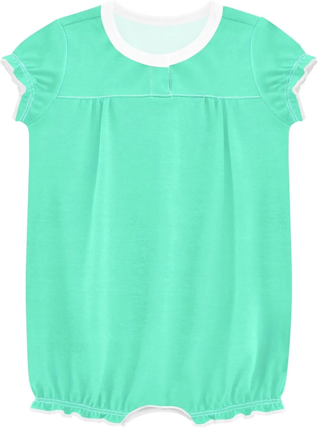 FRODOTGV Mint Green Plain Baby Girls Bubble Rompers Ruffle Sleeve Bubble Bodysuit Jumpsuit Cotton Clothes Outfits 3M