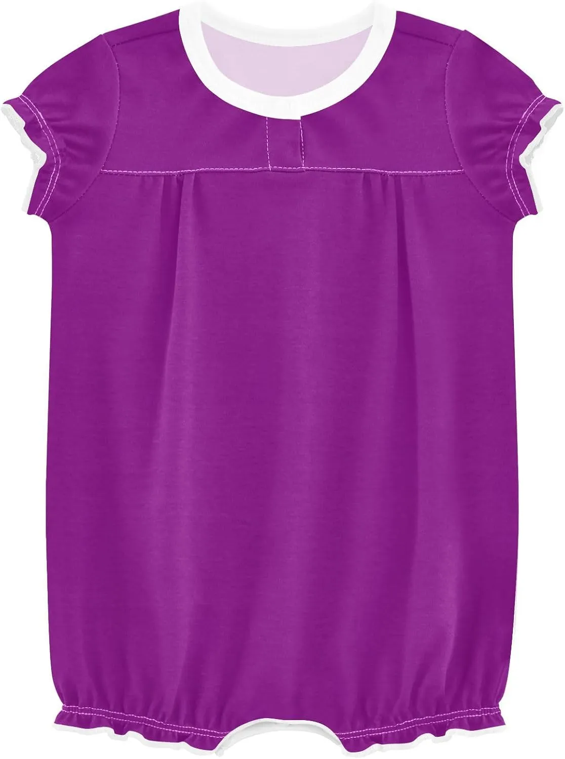 FRODOTGV Purple Plain Baby Girl Outfits Romper Ruffled Sleeve 1-Piecing Jumpsuit Cotton Bodysuit Tops 3M