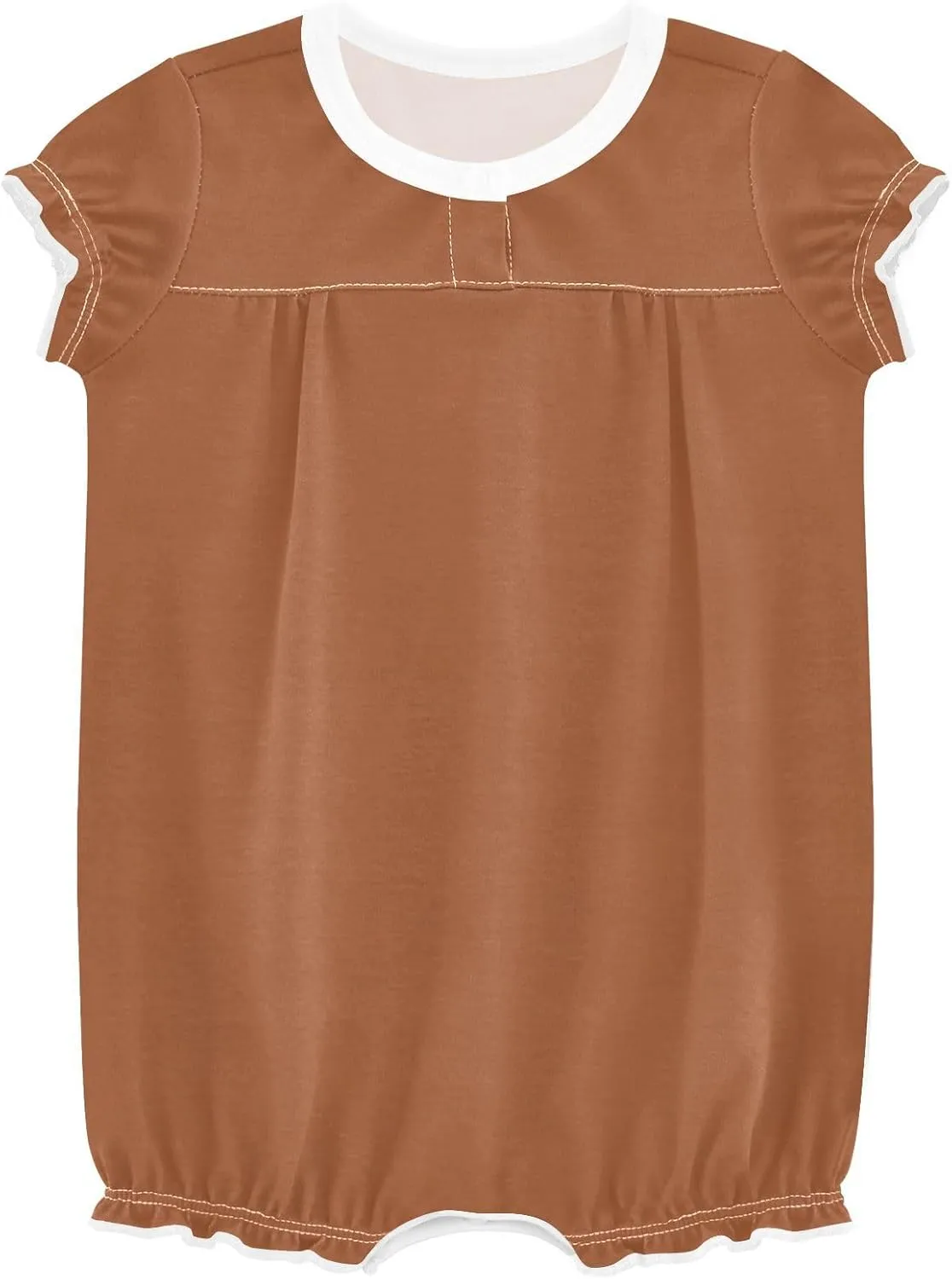 FRODOTGV Terracotta Plain Baby Girls Rompers for Infant Ruffle Sleeve Casual Summer Jumpsuit Cotton Romper Bodysuit 3M