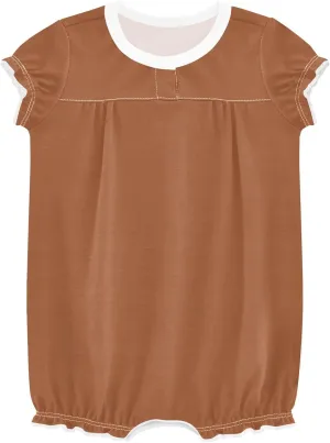 FRODOTGV Terracotta Plain Baby Girls Rompers for Infant Ruffle Sleeve Casual Summer Jumpsuit Cotton Romper Bodysuit 3M