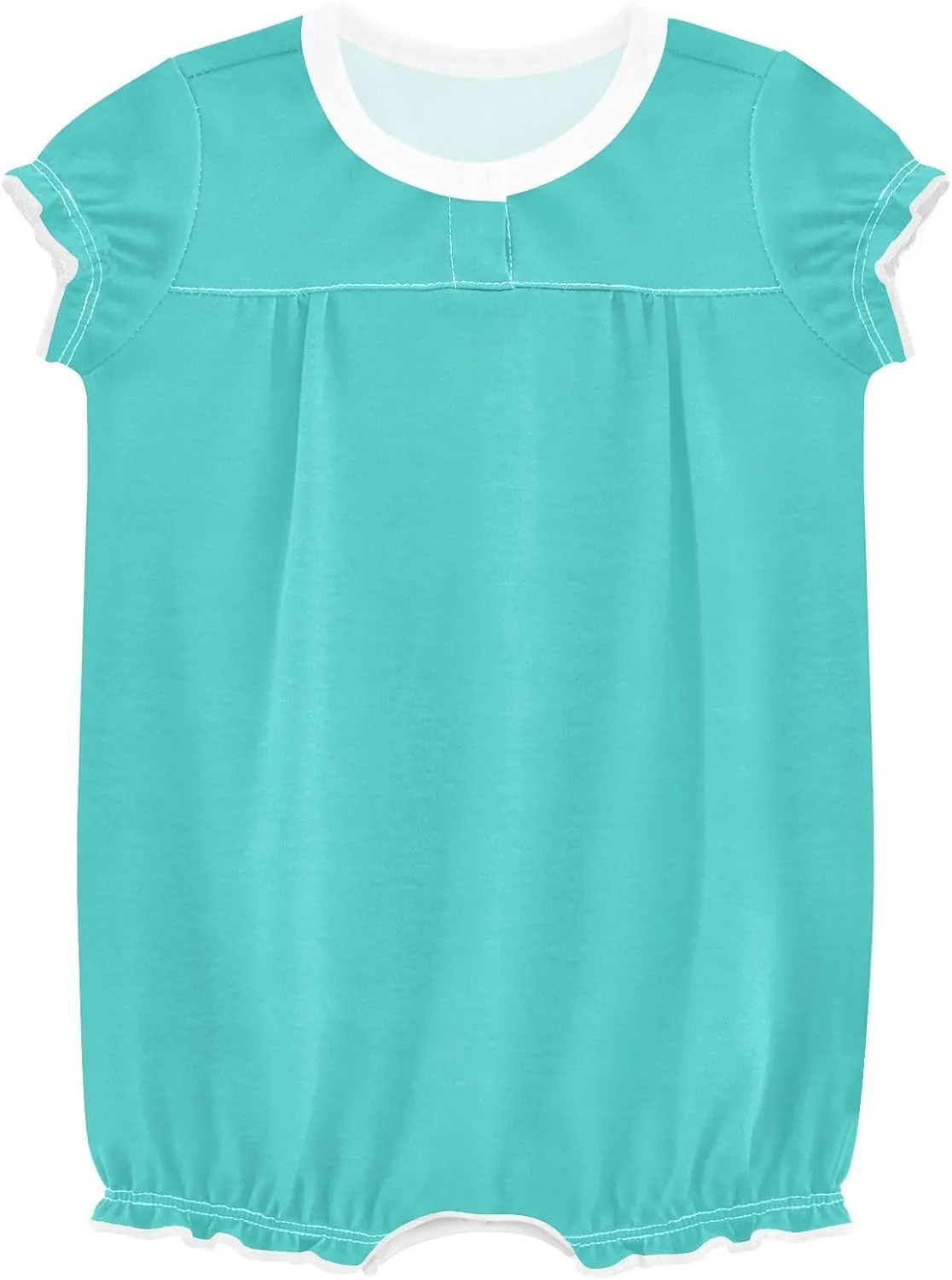 FRODOTGV Turquoise Plain Toddler Girls 1-Piecing Romper Ruffled Sleeve Bodysuit Jumpsuit Cotton Casual Summer Bodysuits 3M
