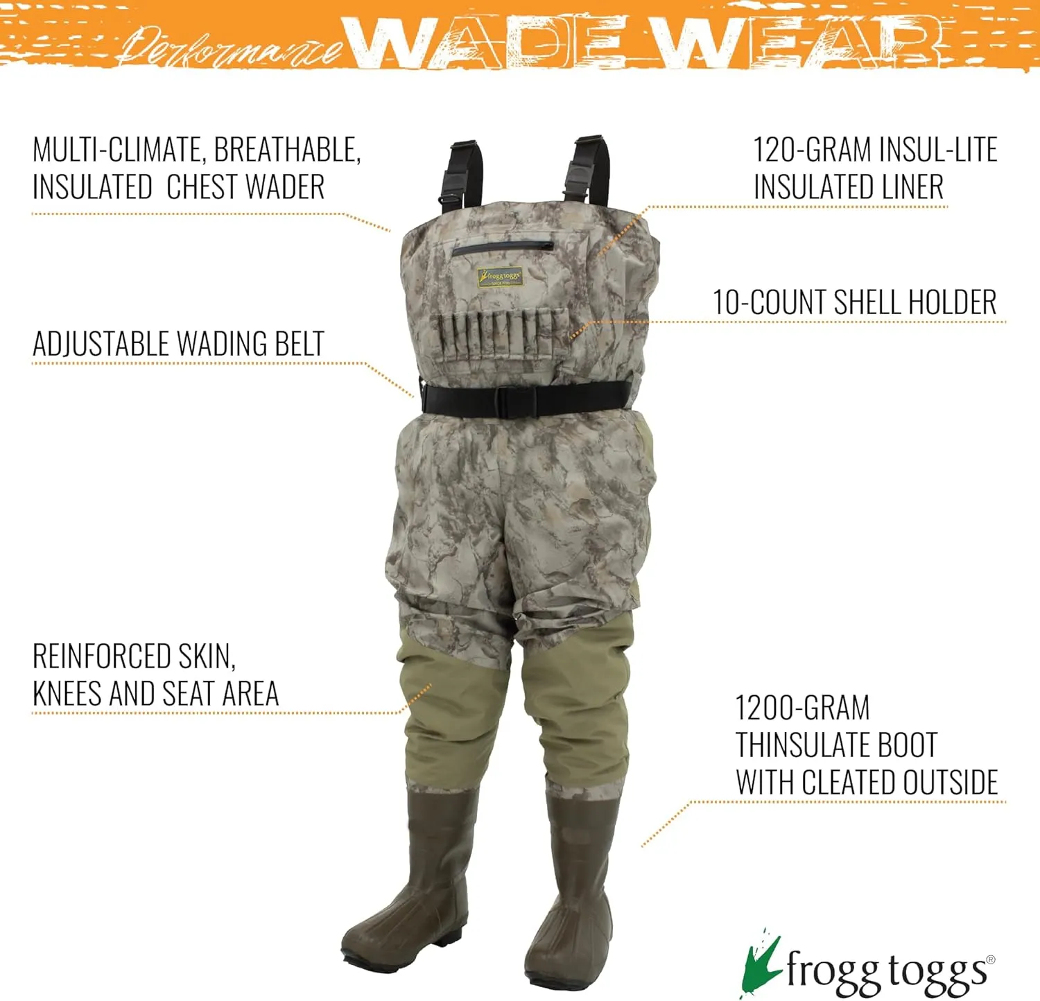 FROGG TOGGS Mens Grand Refuge 2.0 Regular Size Waterproof Breathable & Insulated Chest Wader for Hunting