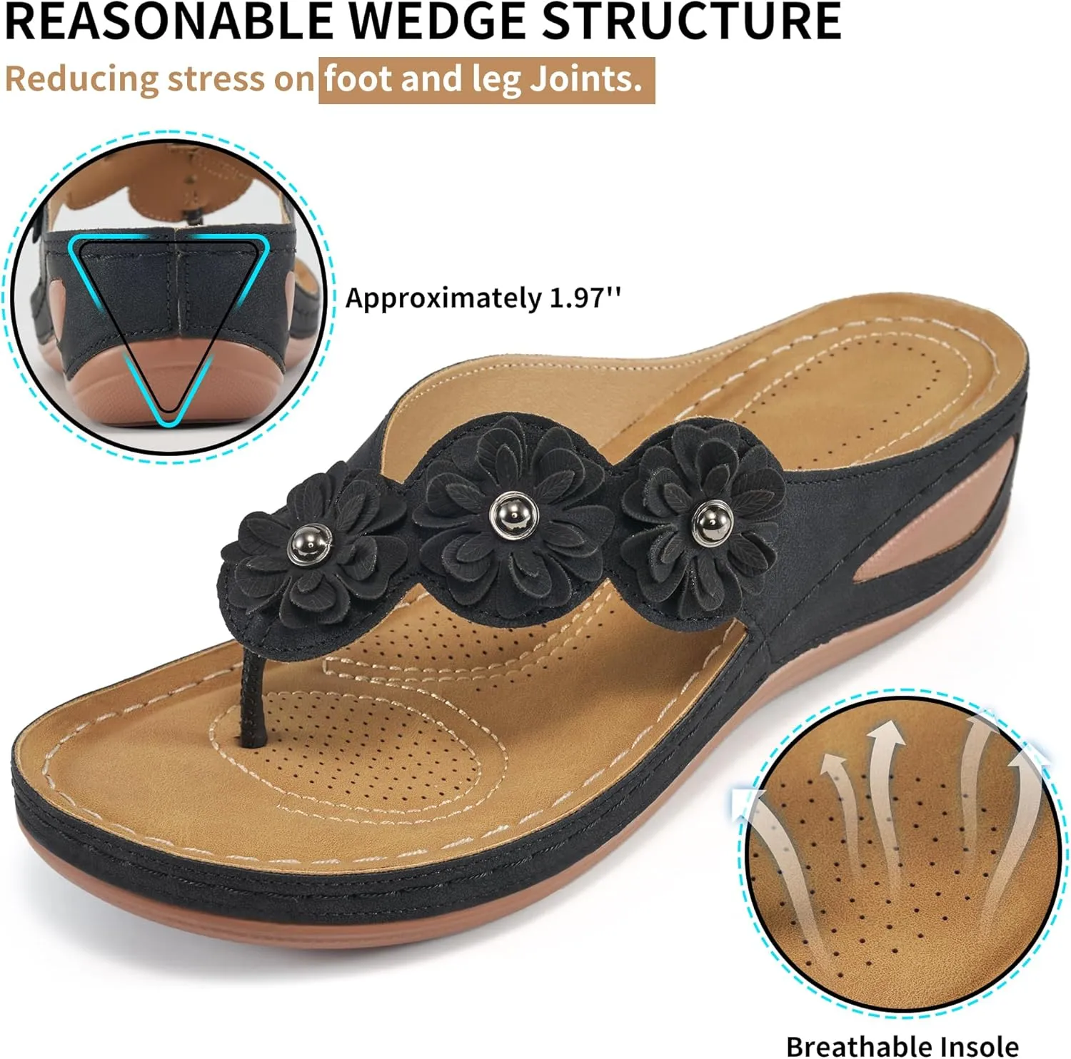 FUDYNMALC Sandals for Women Wedge Shoes: Summer Womens Platform Flip Flops Comfortable Casual Dressy Wedges Sandal
