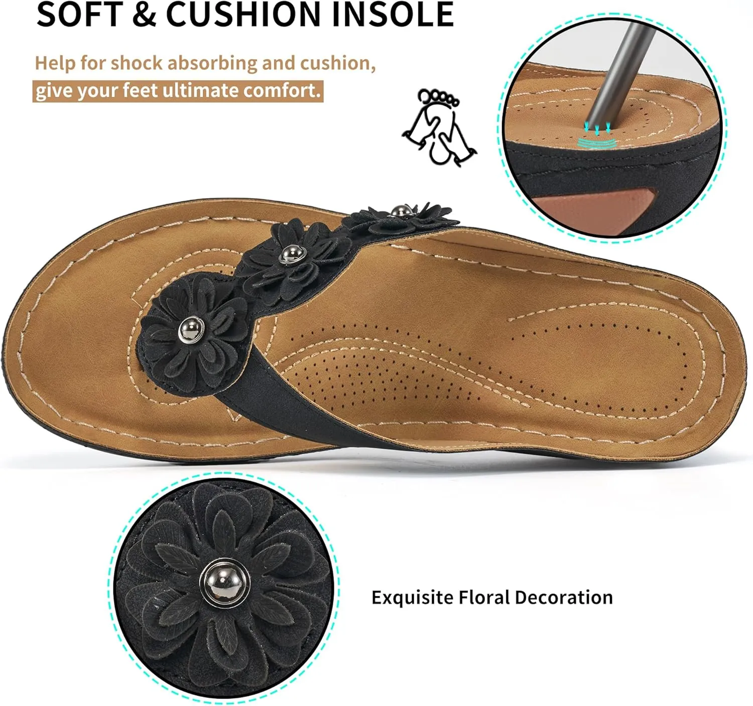 FUDYNMALC Sandals for Women Wedge Shoes: Summer Womens Platform Flip Flops Comfortable Casual Dressy Wedges Sandal