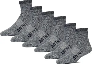 FUN TOES Men's 80% Wool Ankle Socks 6 Pairs Strong Arch Support Winter Cushioned Bottom Ideal for Hiking