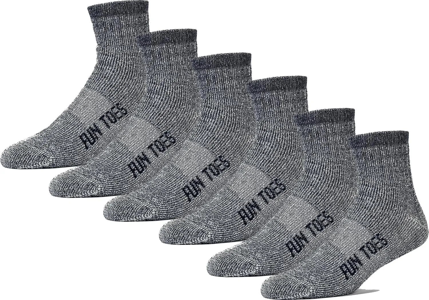 FUN TOES Men's 80% Wool Ankle Socks 6 Pairs Strong Arch Support Winter Cushioned Bottom Ideal for Hiking