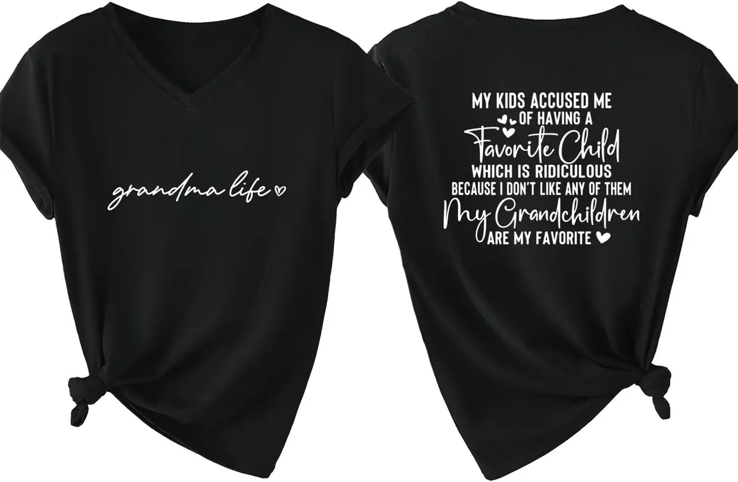 Funny Grandma Shirt Women My Kids Accused Me of Having a Favorite Child V Neck Tshirt Grandma Life Short Sleeve Tees