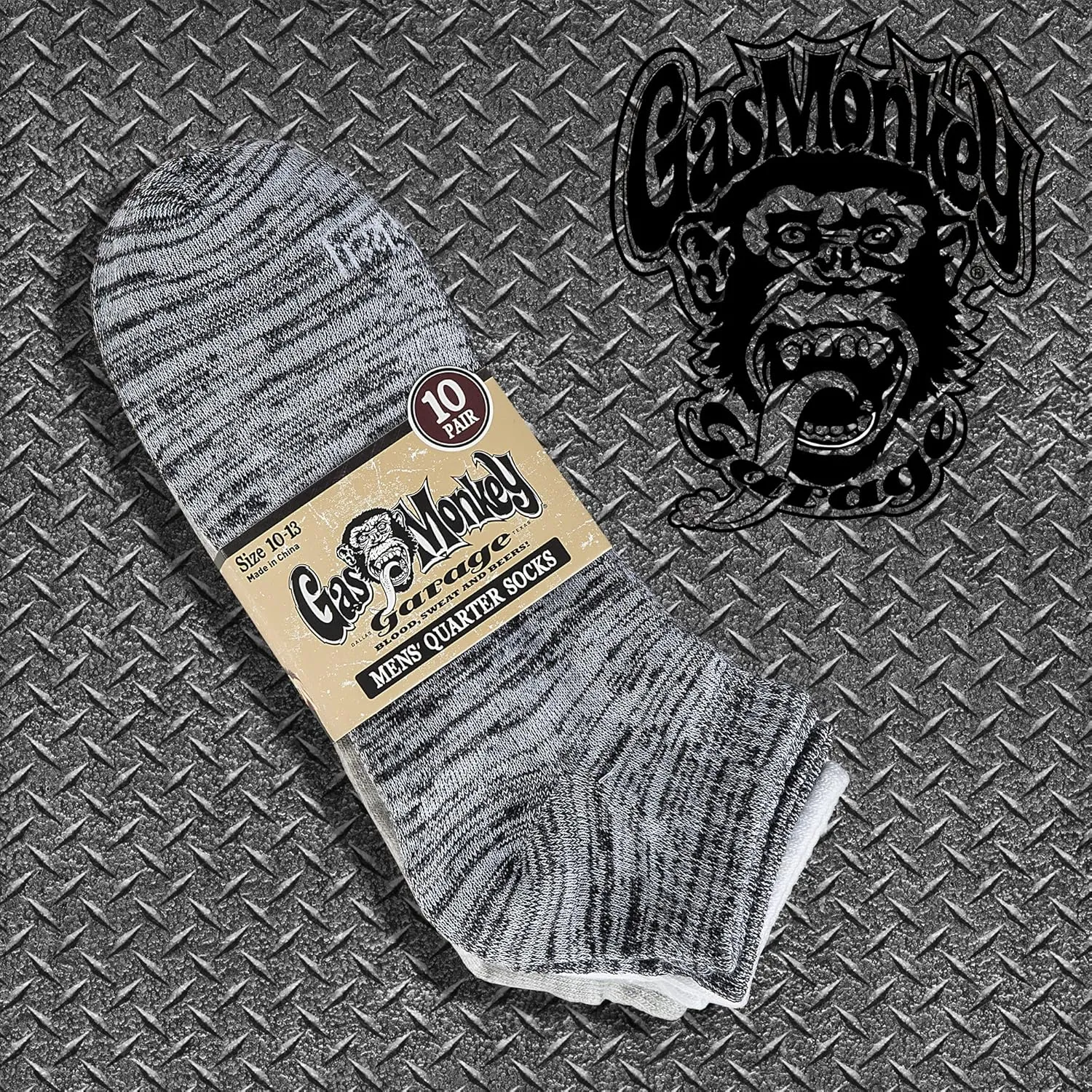 Gas Monkey Garage Performance Work & Outdoor Socks for Men, Moisture Control, Reinforced Heel & Toe, Sizes 8-13