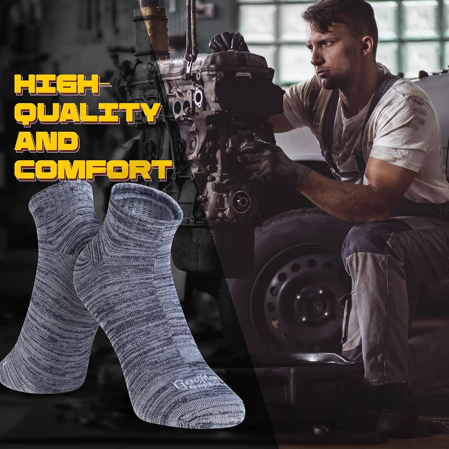 Gas Monkey Garage Performance Work & Outdoor Socks for Men, Moisture Control, Reinforced Heel & Toe, Sizes 8-13
