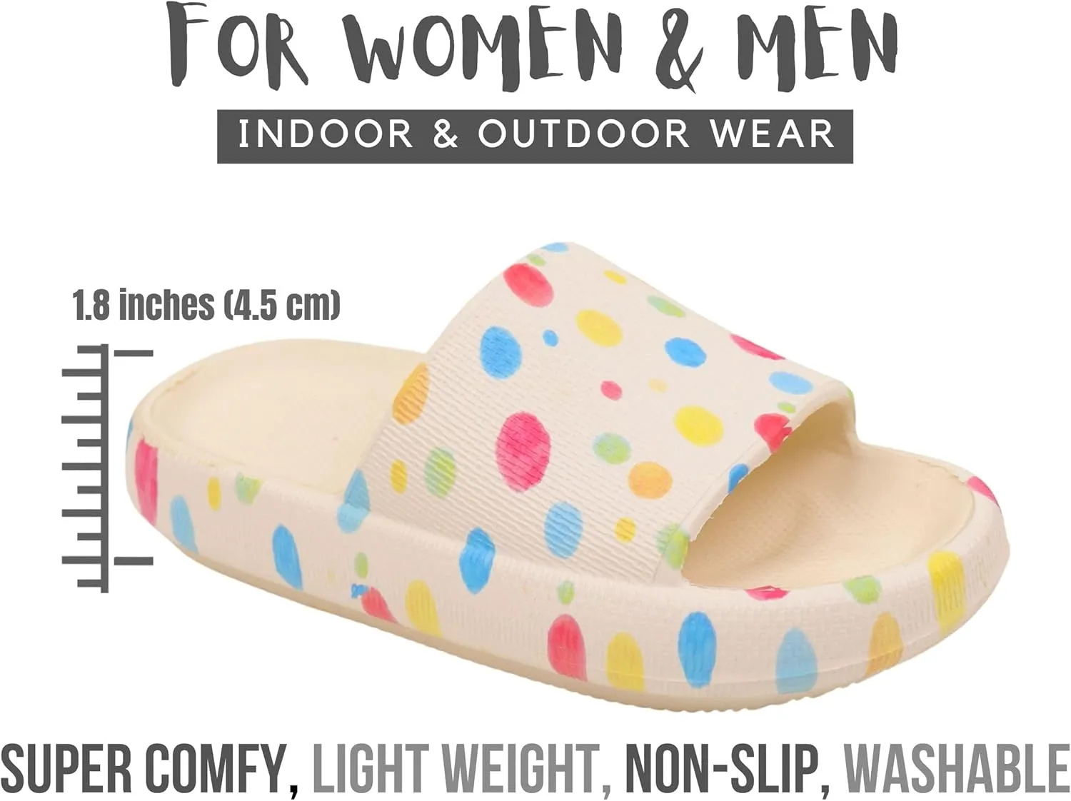 Genuine Pillow Slippers for Women and Men | House Slides Shower Sandals | Extremely Comfy | Cushioned Thick Sole | Cloud Slides | Lightweight Non-Slip Easy to Clean
