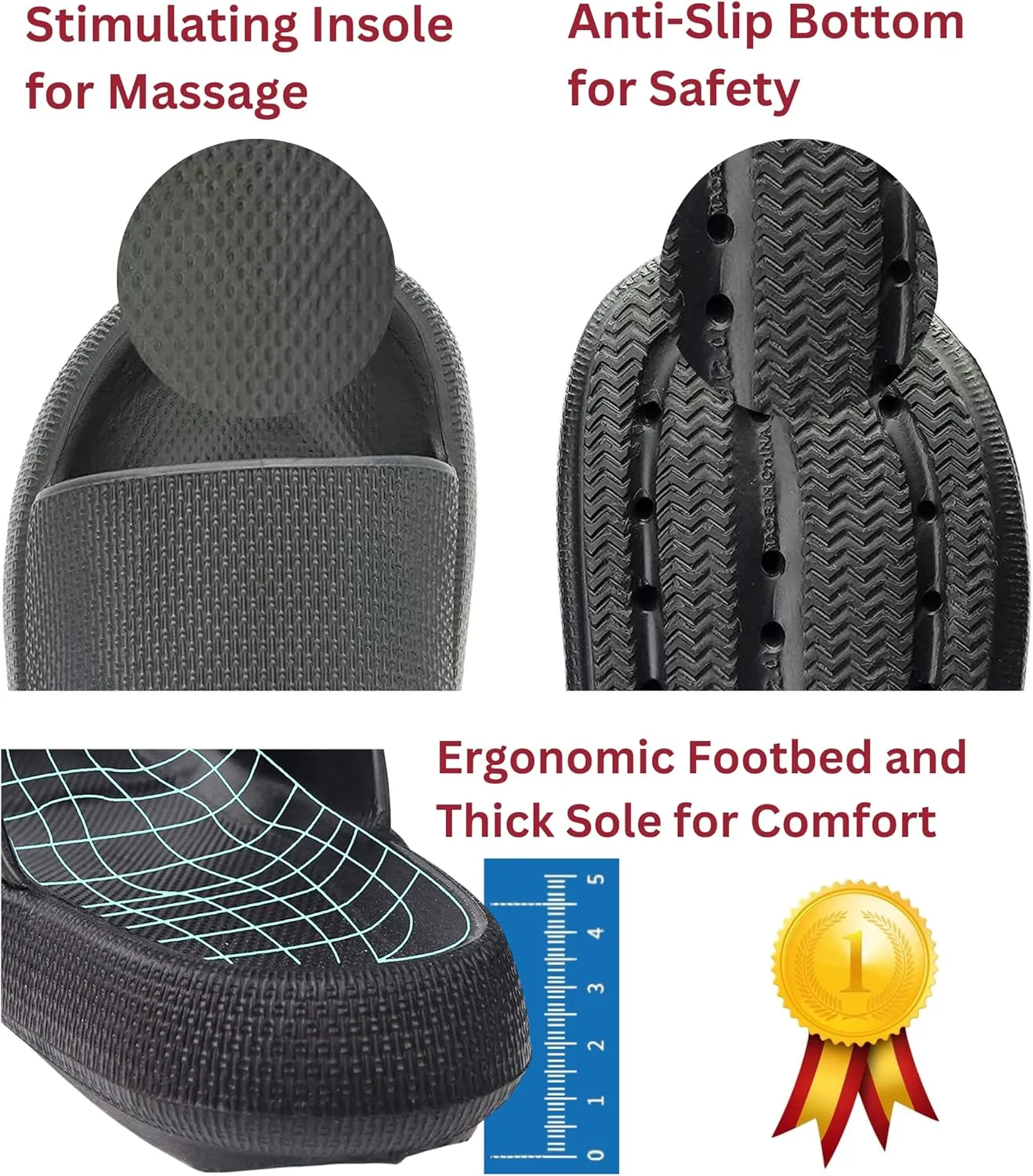 Genuine Pillow Slippers for Women and Men | House Slides Shower Sandals | Extremely Comfy | Cushioned Thick Sole | Cloud Slides | Lightweight Non-Slip Easy to Clean