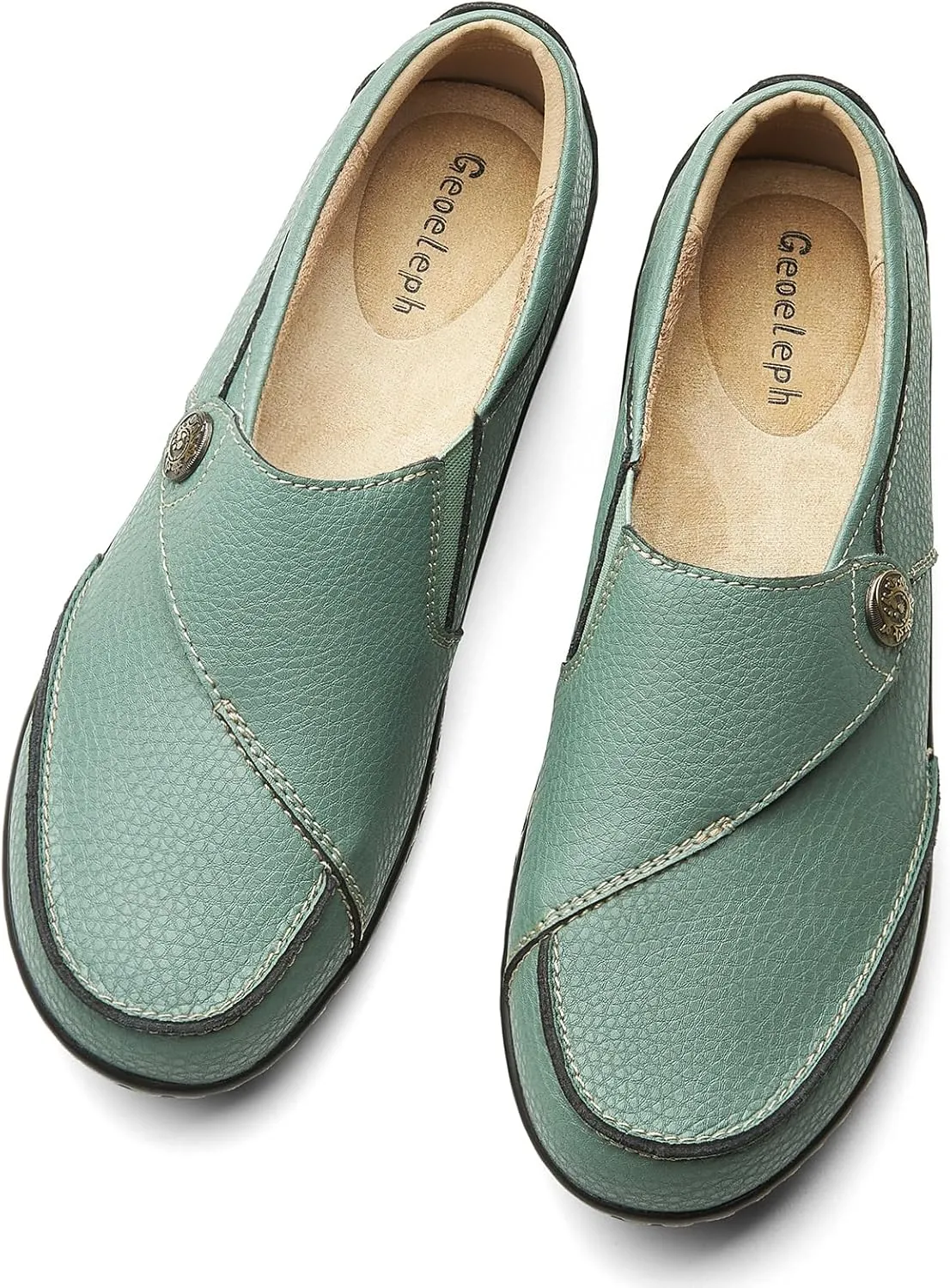 Geoeleph Women's Loafers Casual Slip-Ons Comfort Walking Flats Leather Driving Moccasins