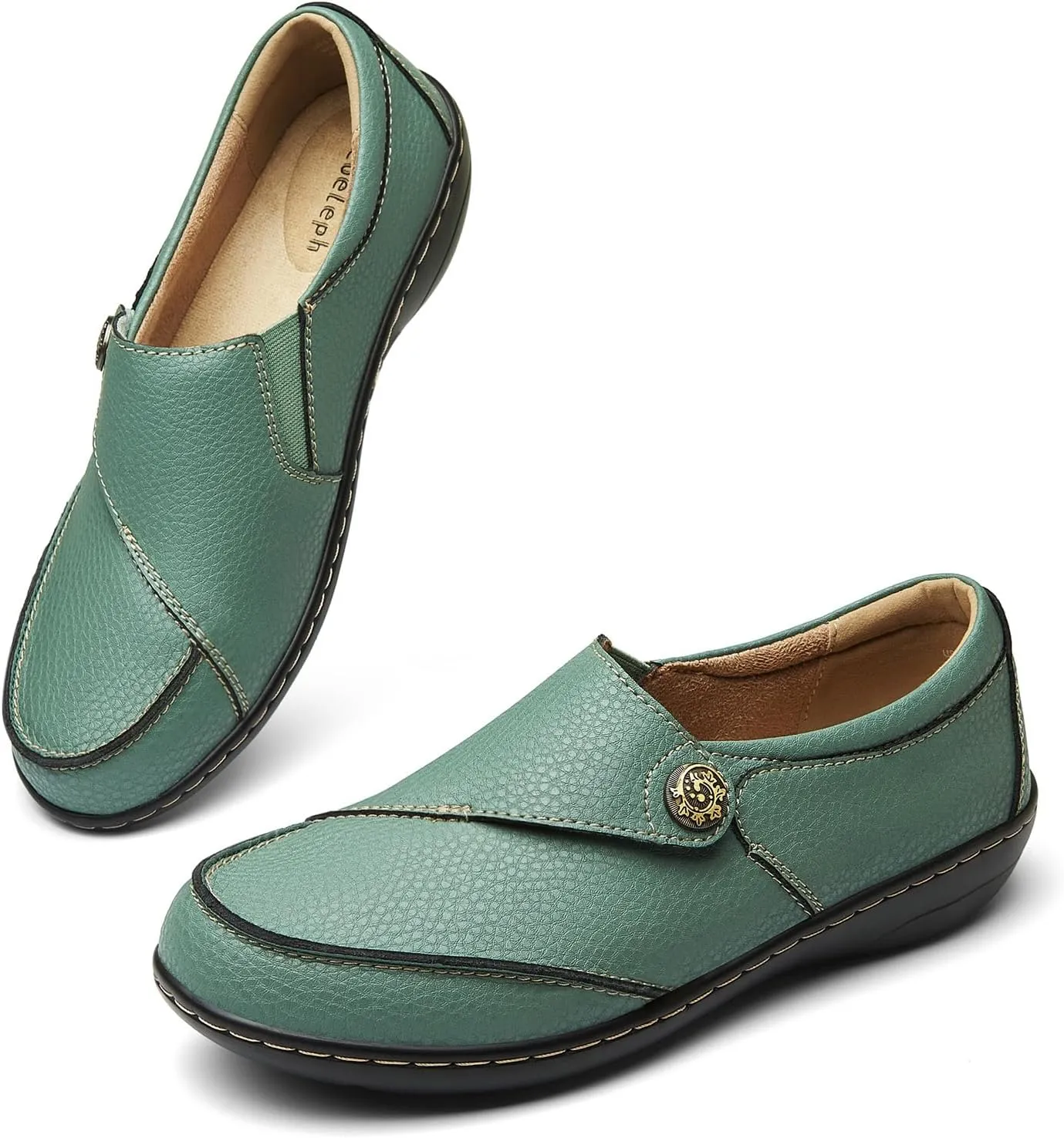 Geoeleph Women's Loafers Casual Slip-Ons Comfort Walking Flats Leather Driving Moccasins