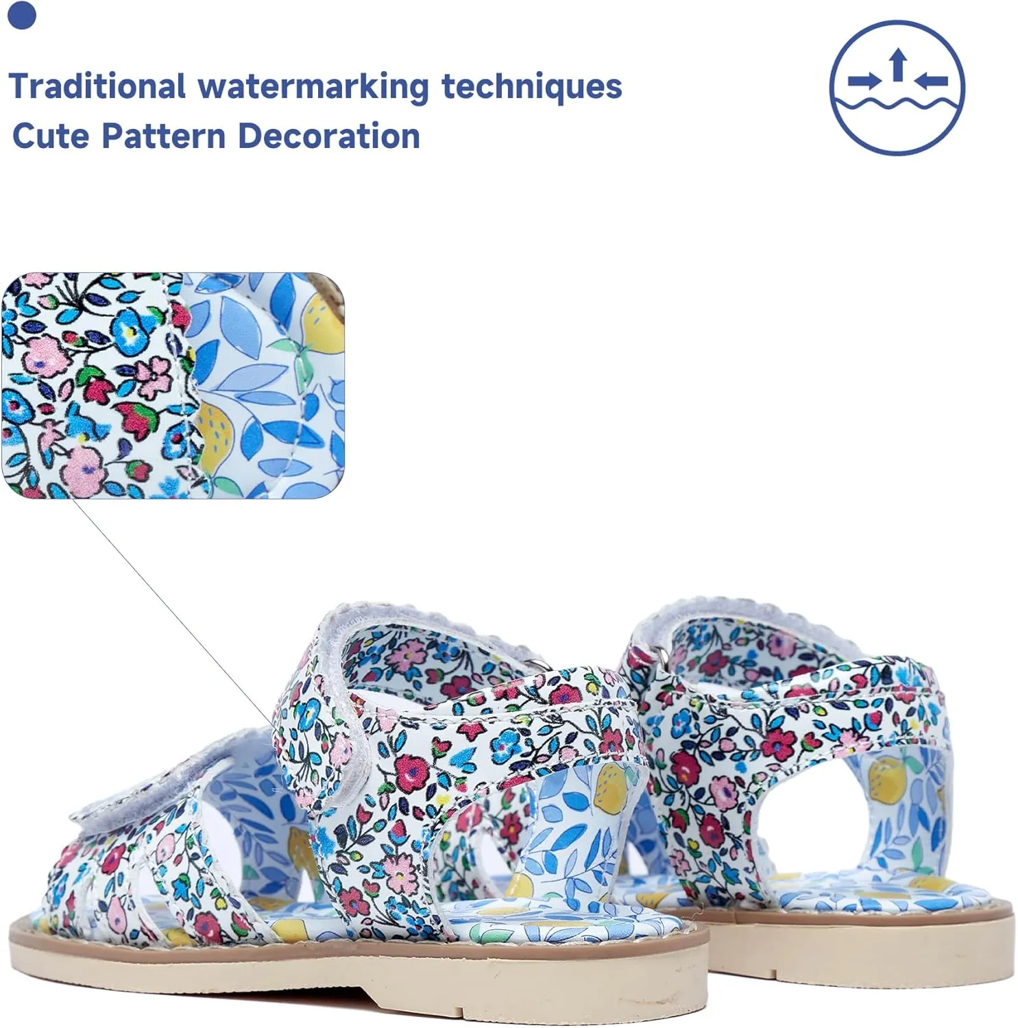 Girls' Sandals With Open Toe Double Buckle Summer Shoes, Genuine Leather Soft Anti Slip Flat Sandals (Girl/Children)