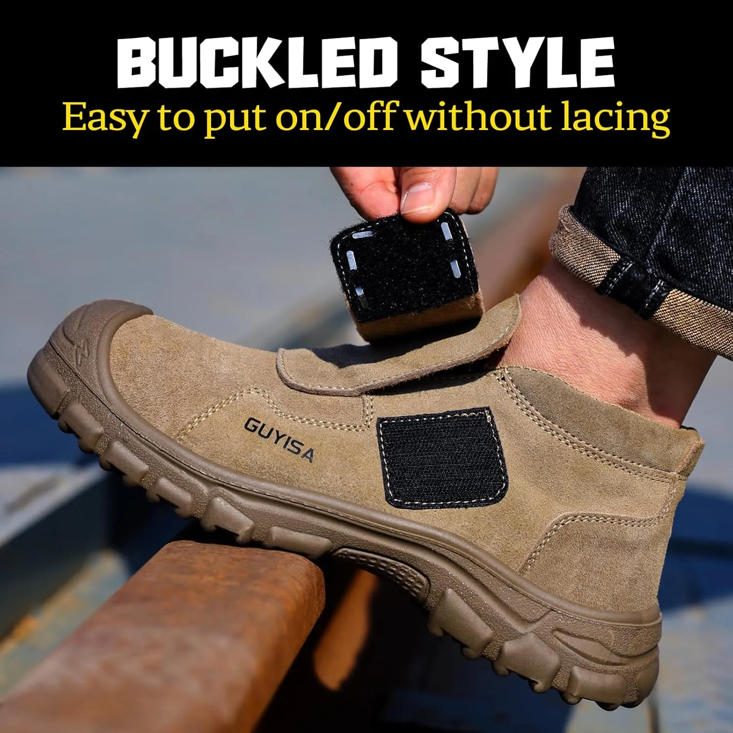 GLANOUDUN Welding Boots for Men Slip on Work Boots for Men Steel Toe Boot Comfortable Welder Boot Construction Safety Footwear Indestructible Men's Steel Toe Shoes