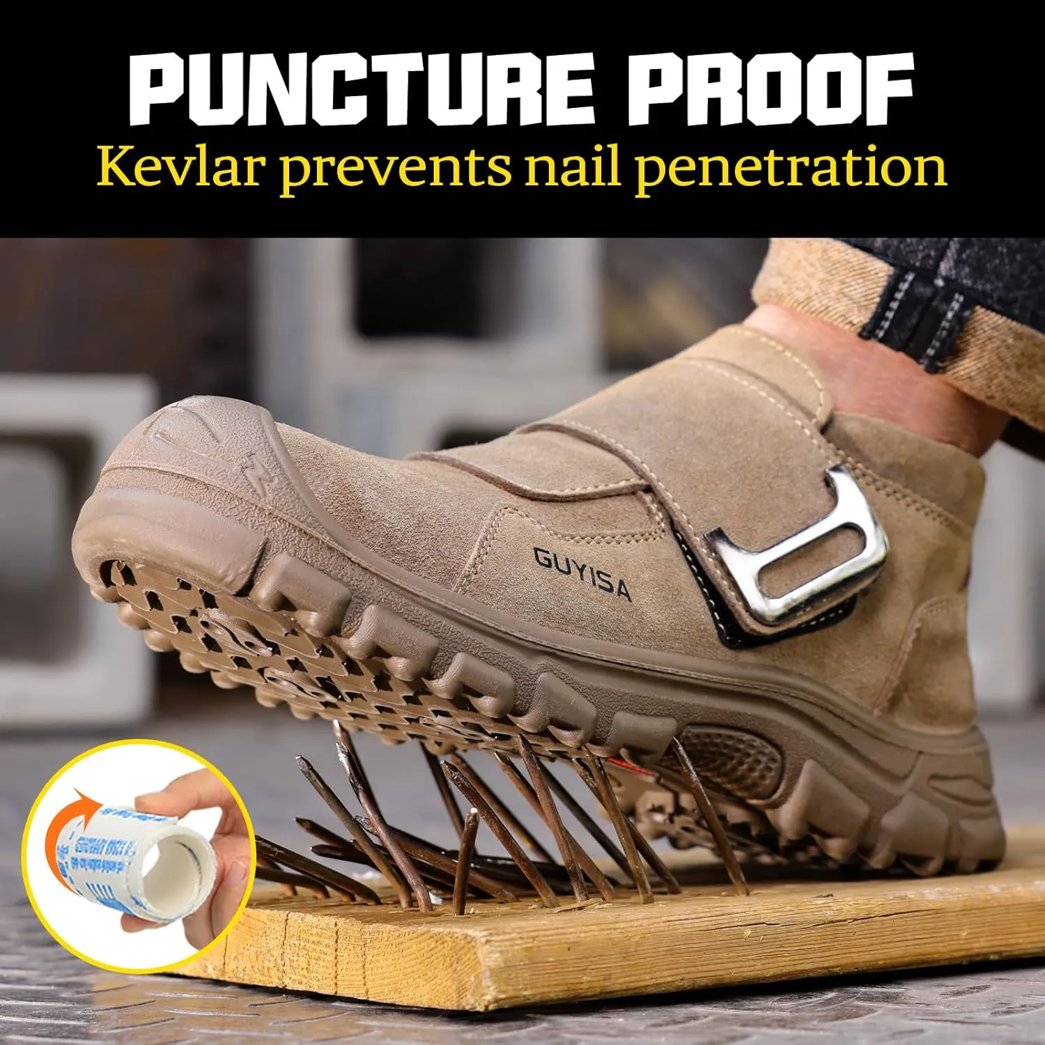 GLANOUDUN Welding Boots for Men Slip on Work Boots for Men Steel Toe Boot Comfortable Welder Boot Construction Safety Footwear Indestructible Men's Steel Toe Shoes
