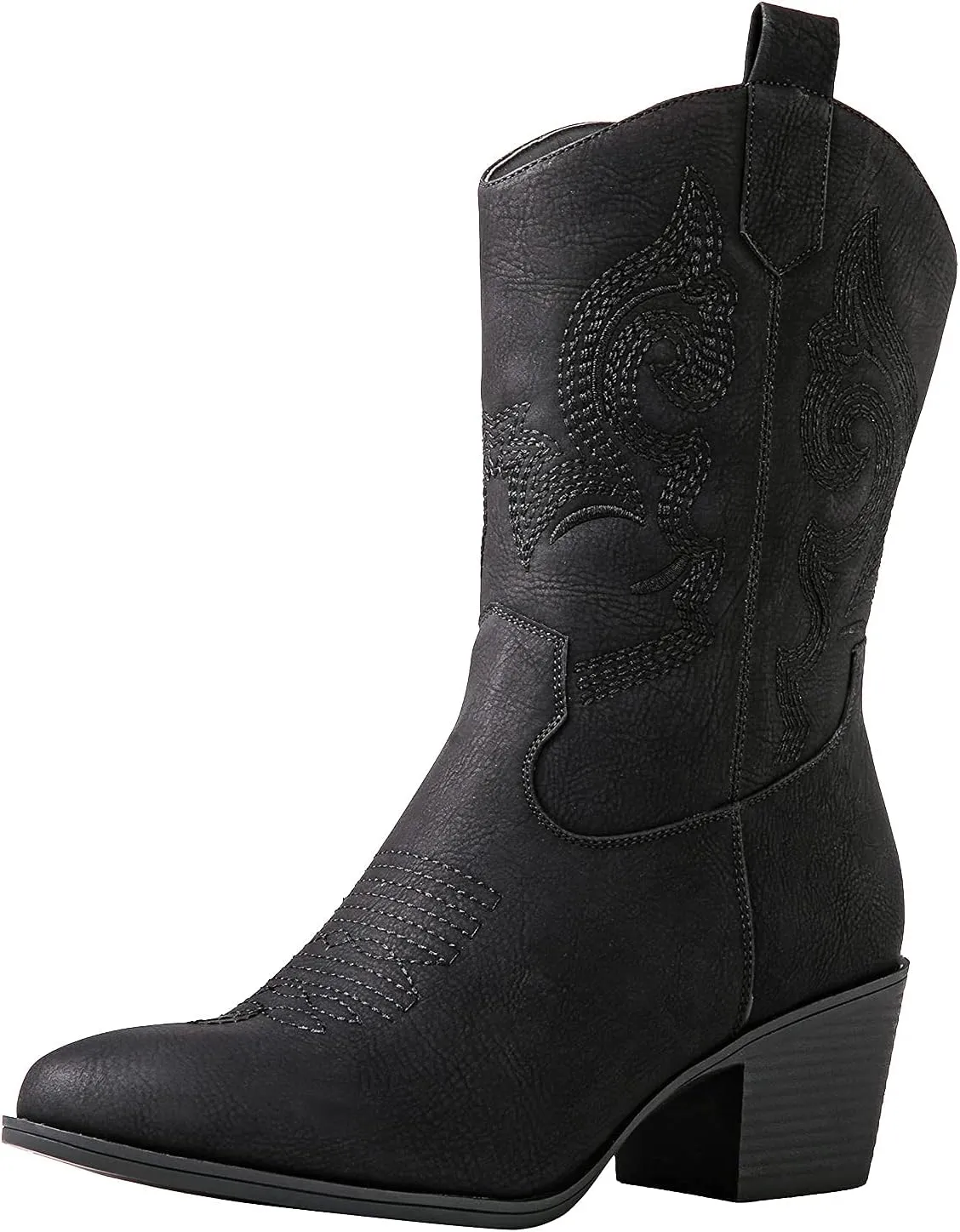 GLOBALWIN Women's Mid Calf The Western Cowgirl Boots Fashion Cowboy Boots For Women Chunky Low Heel