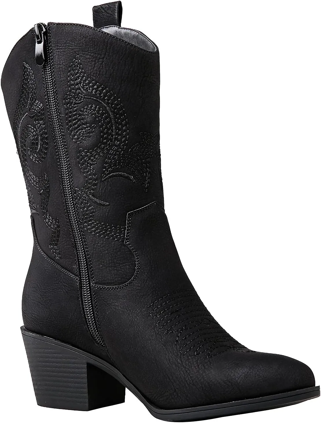 GLOBALWIN Women's Mid Calf The Western Cowgirl Boots Fashion Cowboy Boots For Women Chunky Low Heel
