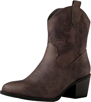 GLOBALWIN Women's The Western Wear Fashion Cowboy Cowgirl Free Birds Country Concert Disco Outfits Low Heel Walking Boots For Ladies