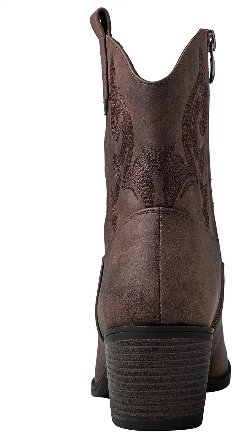 GLOBALWIN Women's The Western Wear Fashion Cowboy Cowgirl Free Birds Country Concert Disco Outfits Low Heel Walking Boots For Ladies