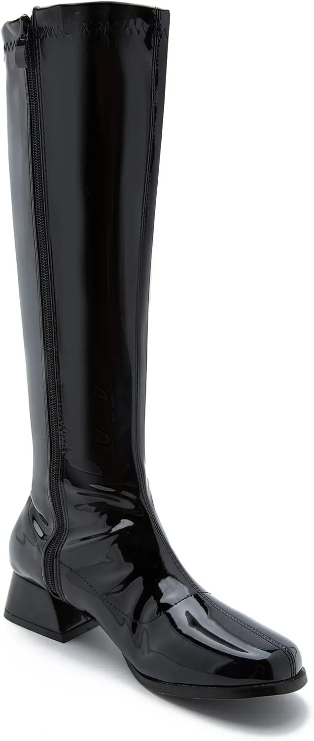 GOGO Boots for Women, Knee High Boots, Low Block Heel Zipper Boots Ladies Party Dance Shoes